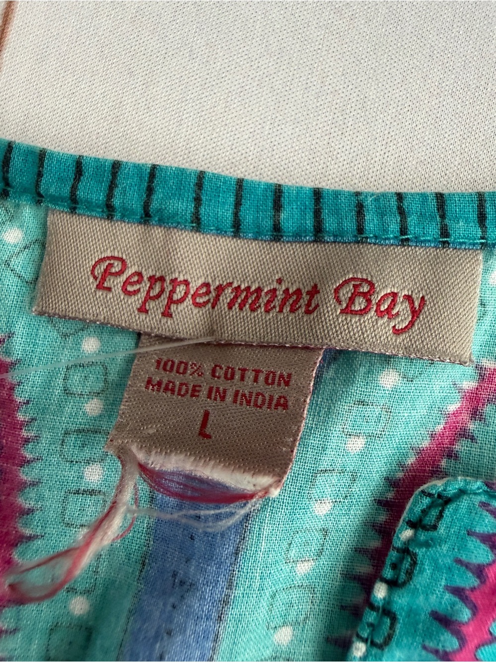 Peppermint Bay Cotton Embroidered Tunic Cover Up Dress Boho Large L - Picture 3 of 6